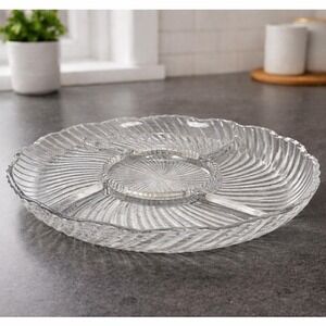 Crystal Clear Studios Ashford Glass Platter 11.25 Inch